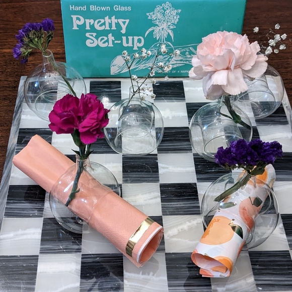 Vintage Dining Vintage Pretty Set Up Hand Blown Glass Napkin Ring